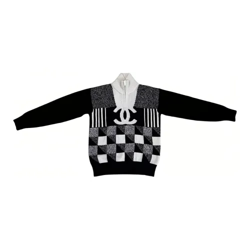 CHANEL Cashmere Sweaters Women's Black/White