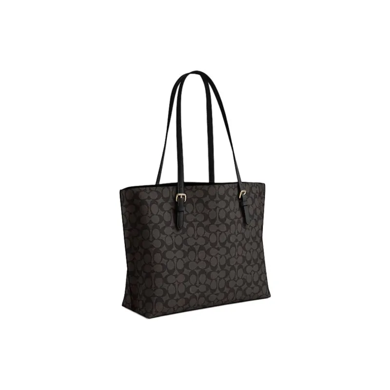 COACH Mollie Artificial Leather Tote Bag, Shopping Bag, Shoulder Bag, Handbag Women's Walnut & Black-1