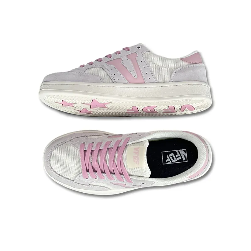 VFDF Anti Slip And Wear Resistant Breathable Low Top Skateboard Shoes Women's Beige Gray Pink-2