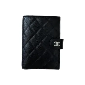 CHANEL Cow Leather Wallet, Passport Holder Women's Black