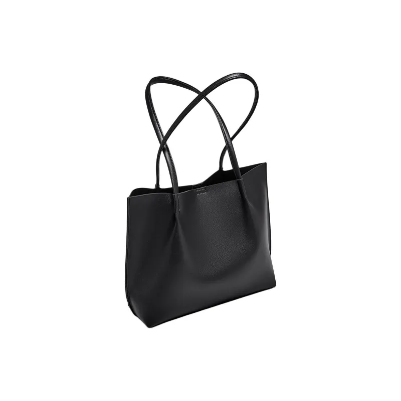 Marino Orlandi Synthetic Leather Totes Handbag Shoulder Bag Large Size Women's Black/Khaki-3