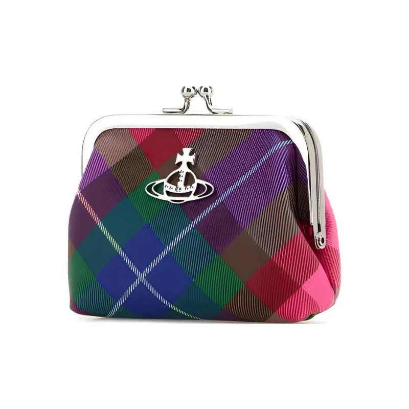 Vivienne Westwood Leather Coin Purse Women's Candy Plaid-1