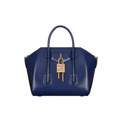 Givenchy Antigona Lock Calfskin Shoulder Bag, Crossbody Bag, Handbag Mini Women's Gasoline Blue
