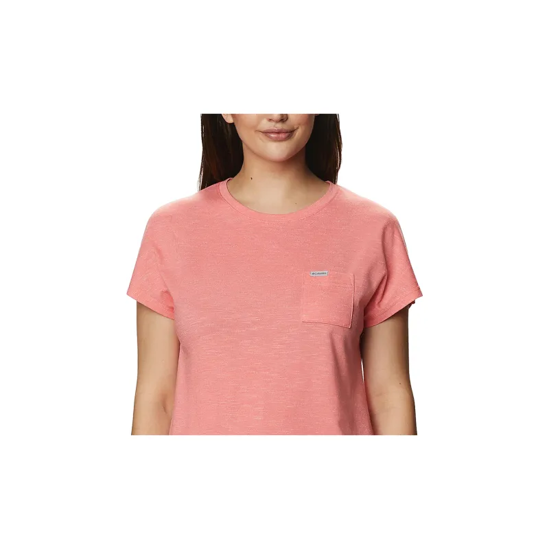 Columbia Cades T Shirts Women's Canvas Red-3