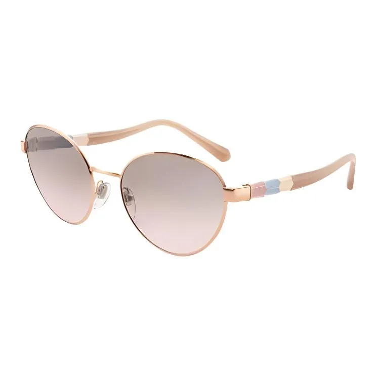 BVLGARI Metal Enamel Oval Sunglasses Women's Pink Gold-0