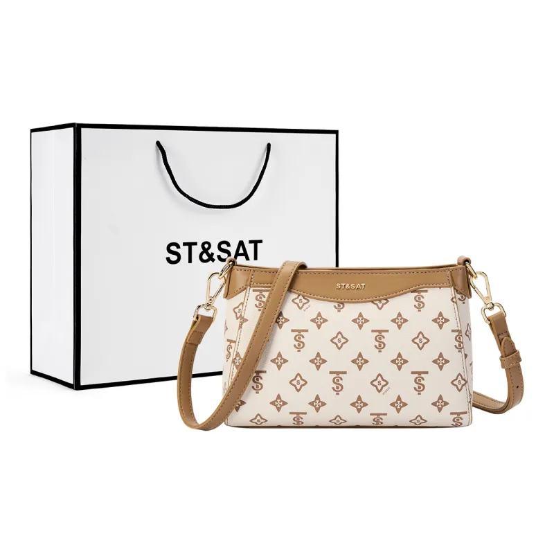ST&SAT PVC Shoulder Bag Crossbody Bag Regular Women's Beige Yellow/Coffee-0