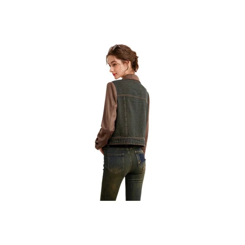 LOUISY AO Cropped Coats Women's Blue & Coffee-1