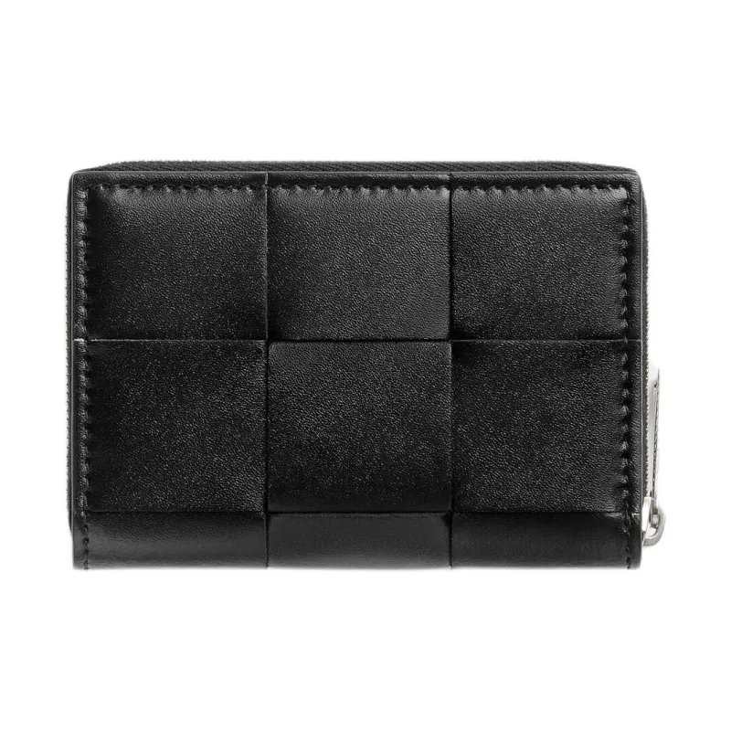 Bottega Veneta Calfskin Coin Purse Men's Black & Parrot Green-1
