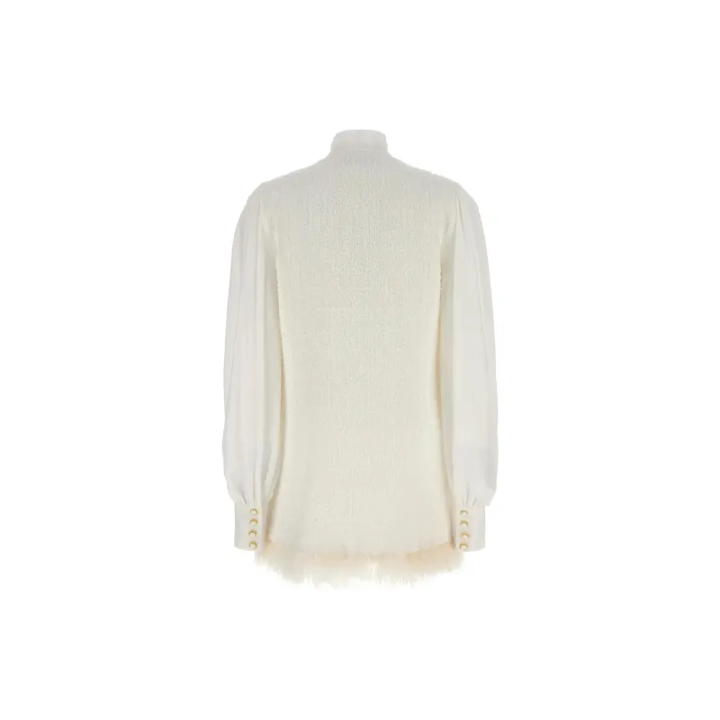 BALMAIN Lavalliere Collar Tweed Dress-1