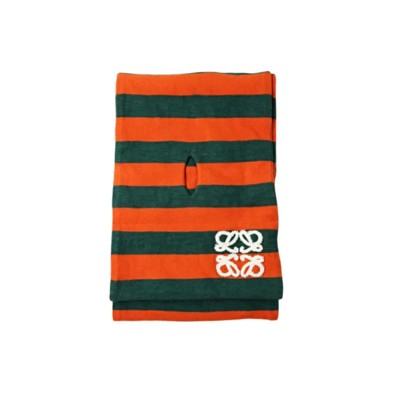 LOEWE Wool Knit Scarves Women's Orange/Green-0