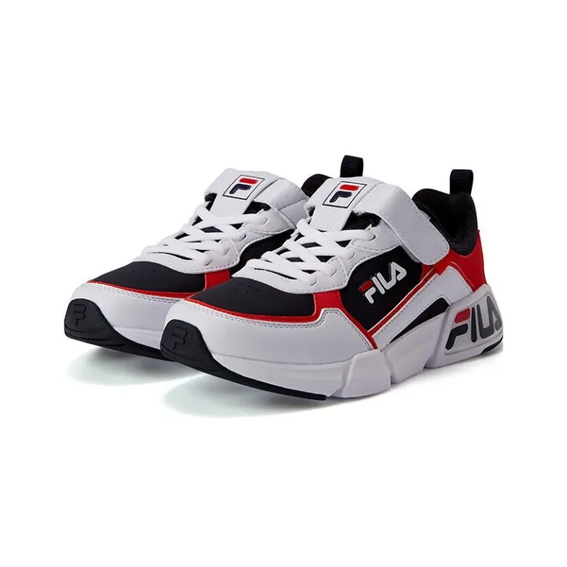 FILA KIDS Rebound And Breathable Low Top Kids' Running Shoes Black White Unisex-3