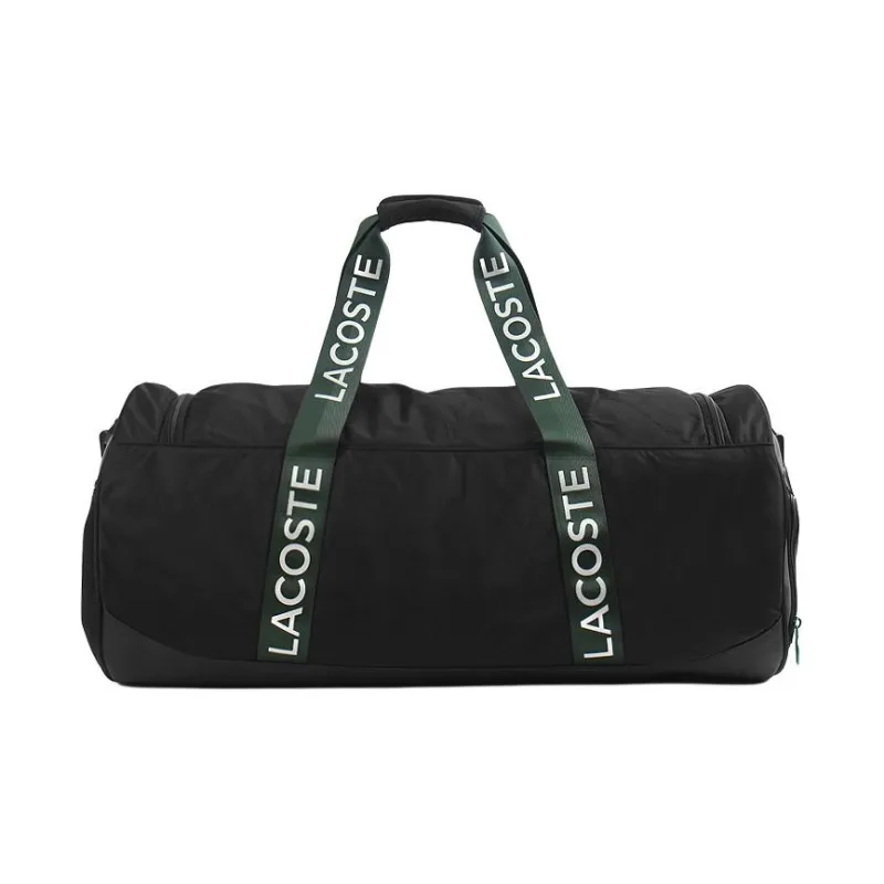 LACOSTE Polyester One Shoulder Crossbody Handbag, Travel Bag Regular Unisex Black & Green-3