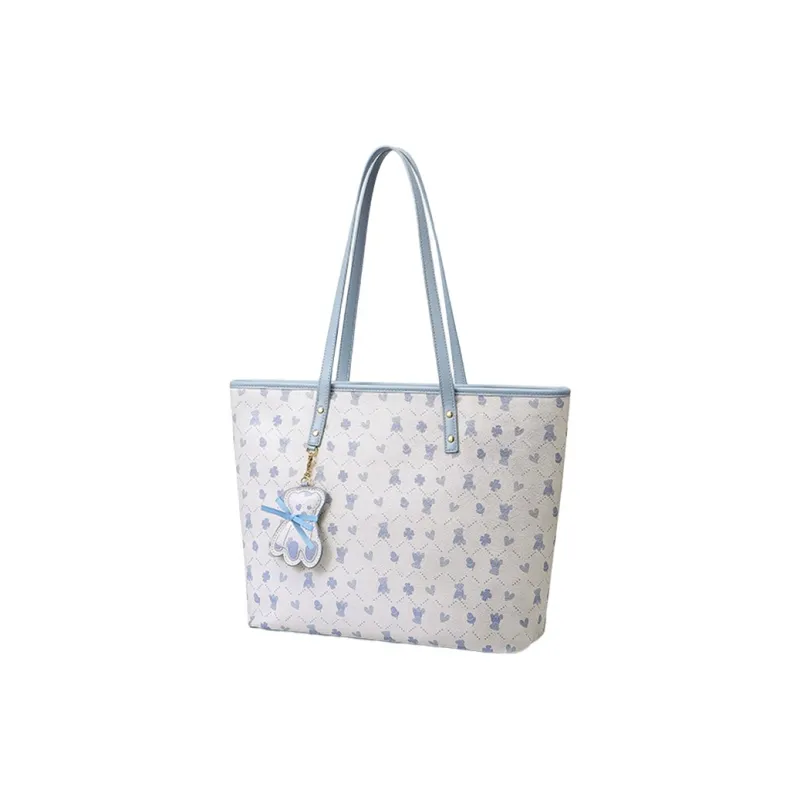 JANE KLAIN Synthetic Leather Tote Bag Portable Shopping Bag Large Size Women's Pink/Blue-7