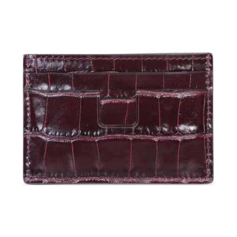 TOM FORD Calfskin Card Holder Men's Burgundy-1