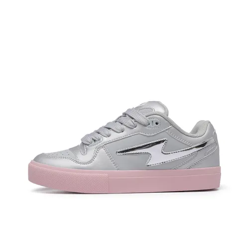 GZOZ Skateboard Shoes Women's Low-Top Silver, Pink