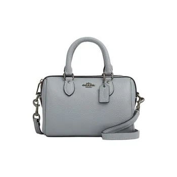 COACH Rowan Cow Leather Shoulder Bag, Crossbody Bag, Handbag Mini Women's Gray Blue