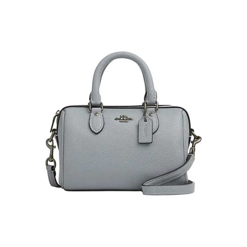 COACH Rowan Cow Leather Shoulder Bag, Crossbody Bag, Handbag Mini Women's Gray Blue-0