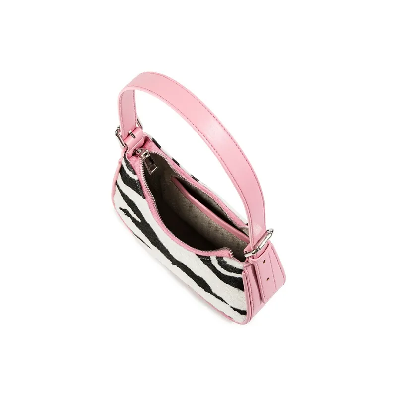 CAEISL&KCIEL PU Crescent Bag Shoulder Bag Regular Women's Zebra Print Pink-4