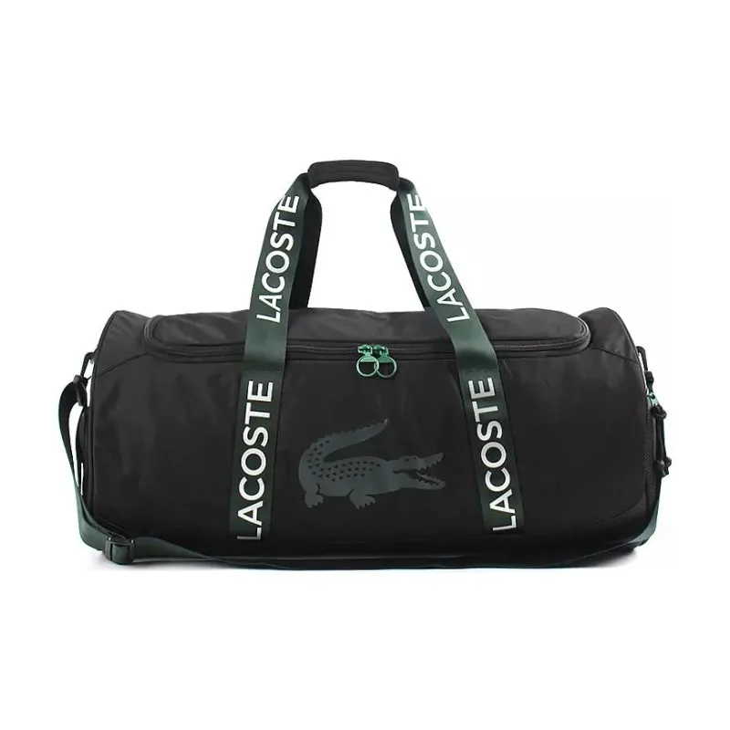 LACOSTE Polyester One Shoulder Crossbody Handbag, Travel Bag Regular Unisex Black & Green-0