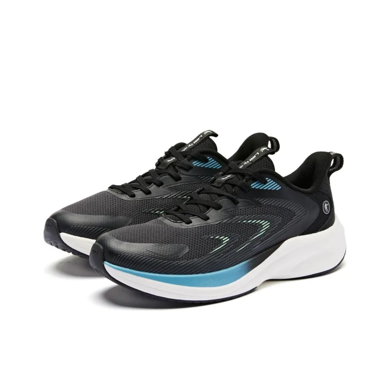 QIAODAN Anti Slip Wear Resistant Low Top Casual Running Shoes Men's Black Green-2