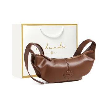 Narandu Cow Leather Croissant Bag Shoulder Bag Large Size Women's Coffee