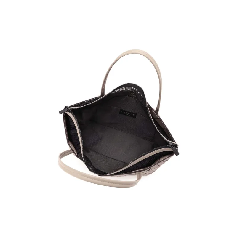 ISSEY MIYAKE Bateau Matte Artificial Leather Tote Bag, Shopping Bag, Shoulder Bag, Handbag Regular Women's Gray Beige-3