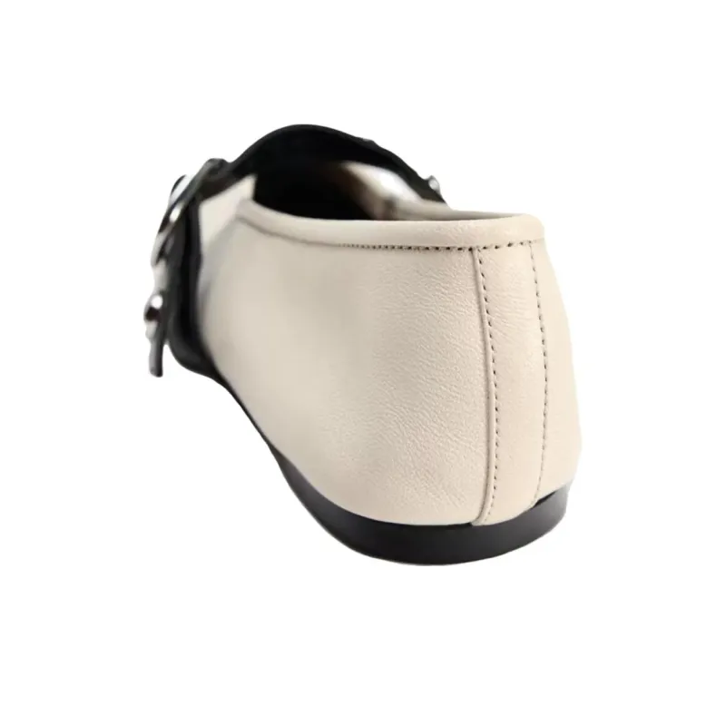 ZARA Flat Mary Jane Shoes Women's Beige-3