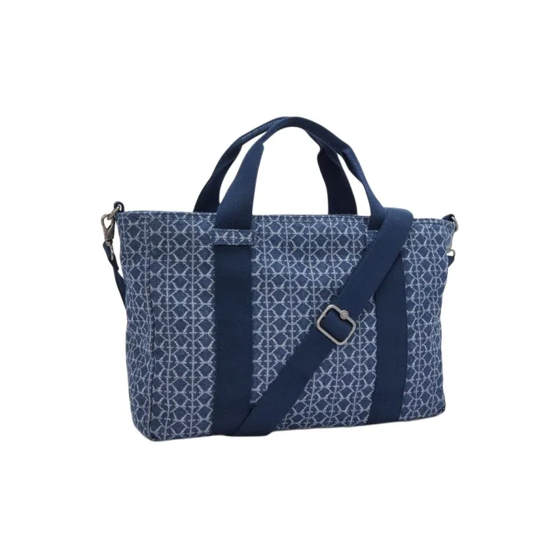 Kipling Cotton Laptop Bag Handbag Small Size Unisex Denim Blue-2