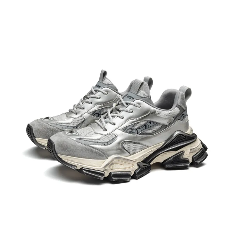 HARSON Abrasion Resistant Height Increasing Low Top Chunky Sneakers Men's-2