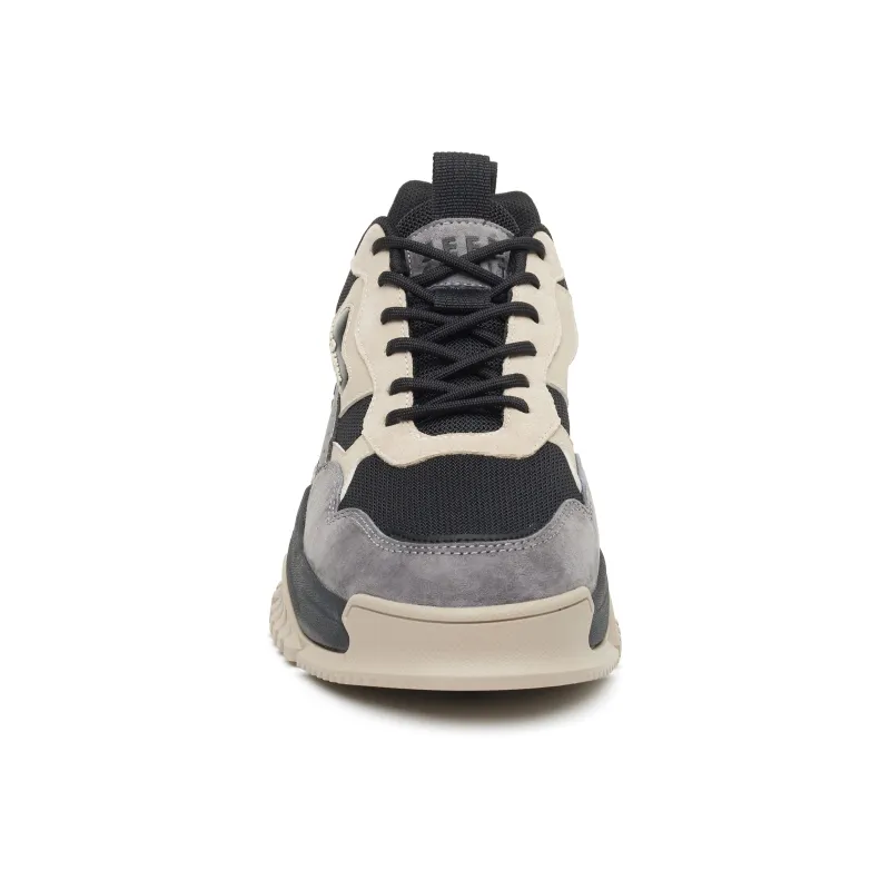 JEEP SPIRIT Anti Slip Wear Resistant Breathable Height Increasing Low Top Chunky Sneakers Men's Graphite Black-3