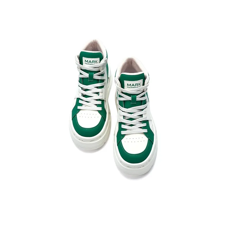 FAIRWHALE Skateboard Shoes Men High Top Black/Green-10