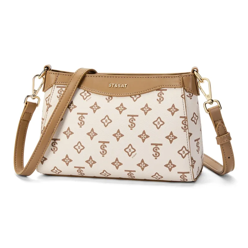 ST&SAT PVC Shoulder Bag Crossbody Bag Regular Women's Beige Yellow/Coffee-1