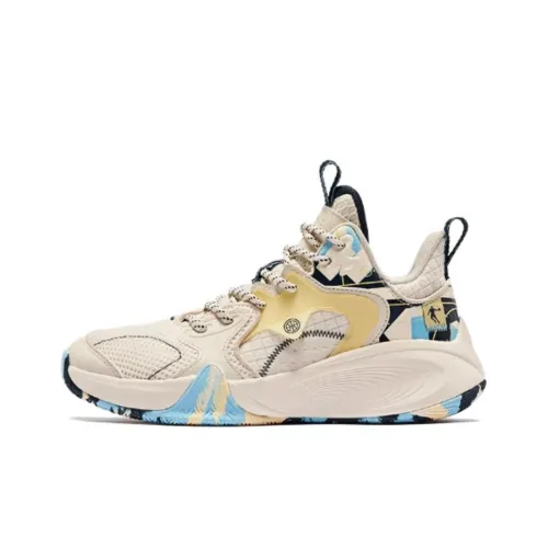QIAODAN Anti-Slip Wear-Resistant Mid-Top Basketball Shoes Women's Beige