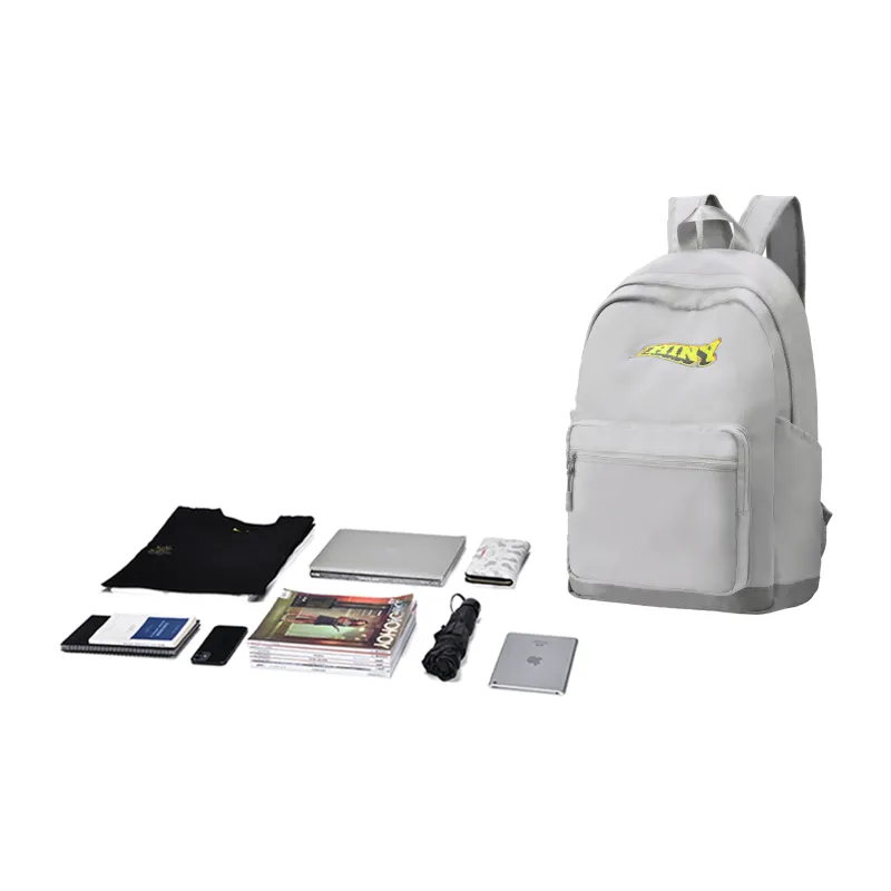 HINY Polyester Student Backpack Regular Unisex White-4