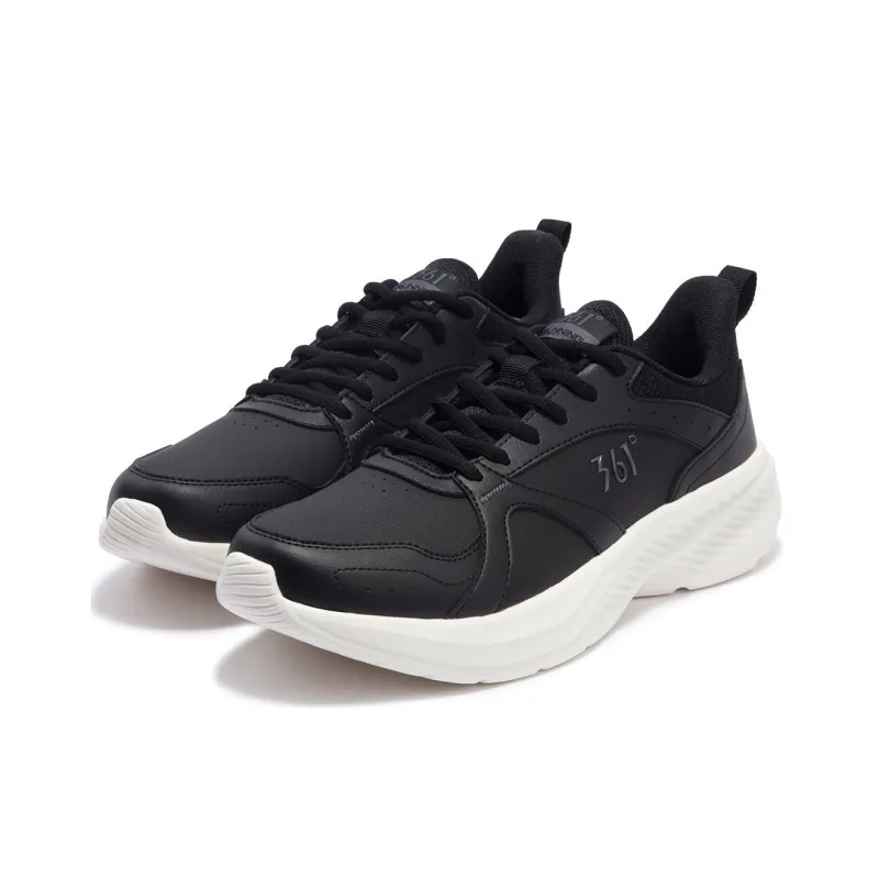 361° Cushioned Slip-Resistant Low-Top Casual Running Shoes Men's Black White-3