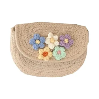 RKM Woven Shoulder Bag Crossbody Bag Medium Size Women's Ecru/Khaki