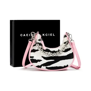 CAEISL&KCIEL Polyurethane Bonded Synthetic Leather Shoulder Bags Handbags Women's Zebra Print Pink