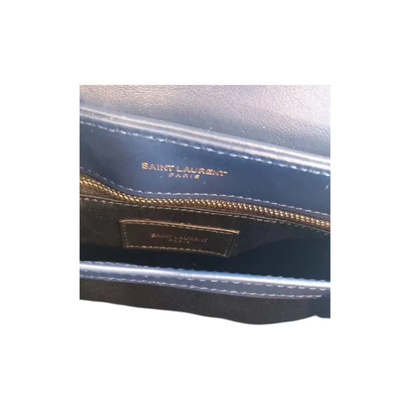 SAINT LAURENT Quilting Calfskin Crossbody Bag Women's Marine Blue-7
