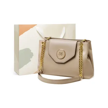 15 MINS Cow Leather With Synthetic Leather Handbag, Crossbody Bag, Shoulder Bag Regular Women's Oat/Coffee