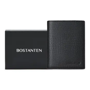 BOSTANTEN Top Grain Cow Leather With Leather Handheld Money Clip, Card Holder, Wallet Regular Men's