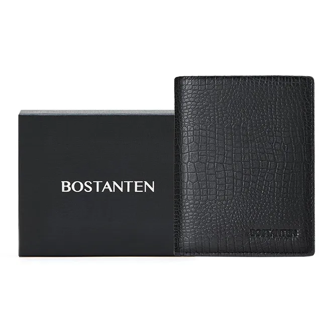 BOSTANTEN Top Grain Cow Leather With Leather Handheld Money Clip, Card Holder, Wallet Regular Men's-0