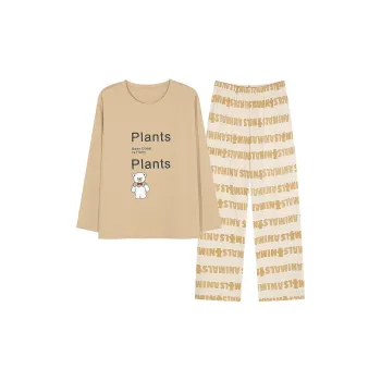 Montagut Pajama Set Autumn And Winter Season Women's 2 Pack Apricot