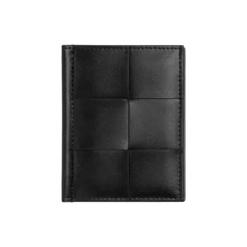 Bottega Veneta Calfskin Card Holder Men's Black & Parrot Green