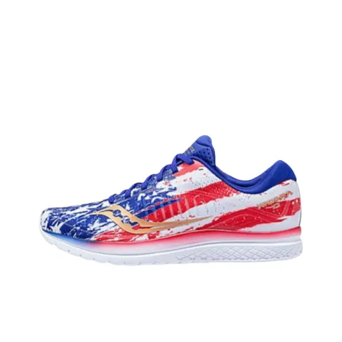 Saucony Kinvara 10 Slip Resistant Low Top Marathon Running Shoes Unisex Red Blue-0