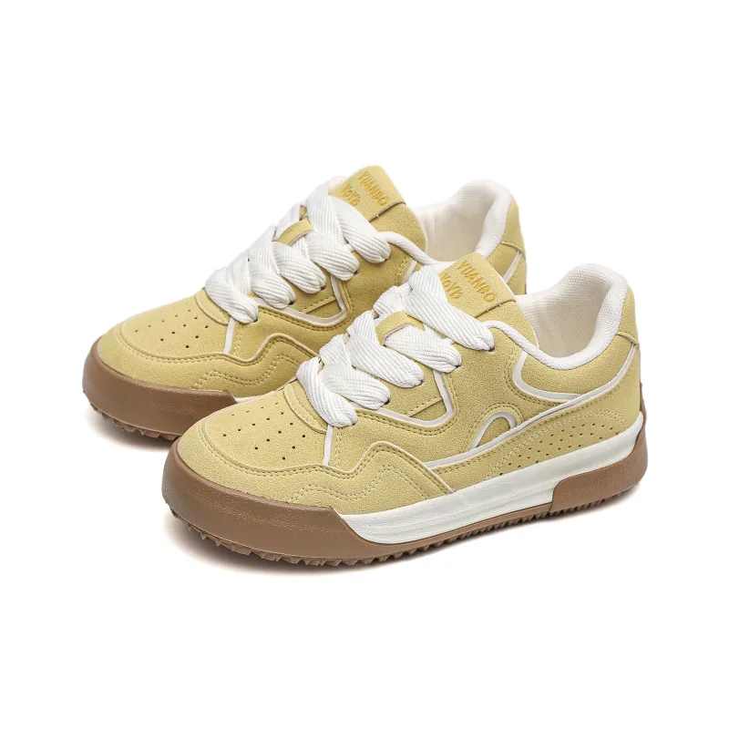 TUOPIN Anti-Slip Wear-Resistant Low-Top Skateboard Shoes Women's Beige-5