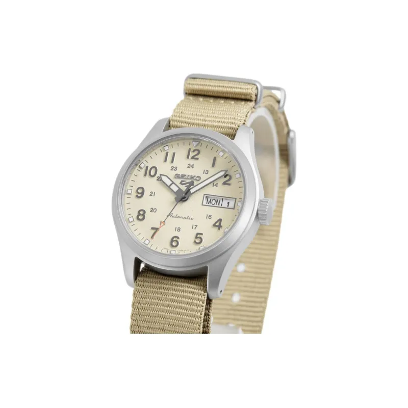 SEIKO Automatic Mechanical Movement Nylon Strap Watch Men's Watches Gold Dial-4