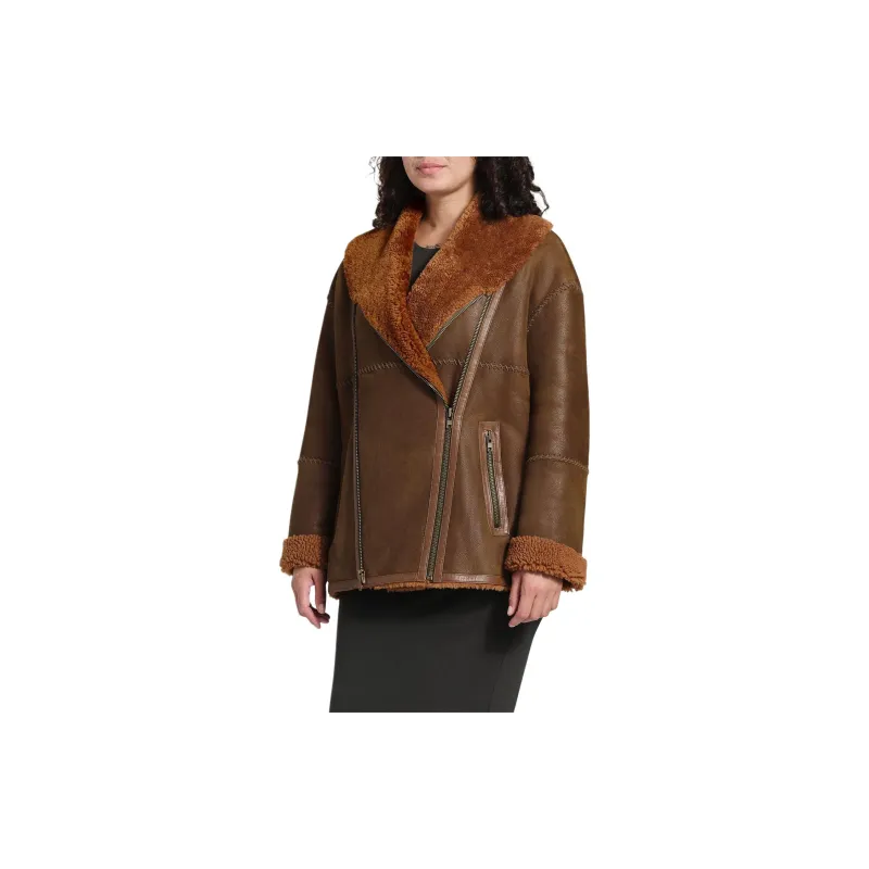 UGG FW24 Leather Jacket Unisex Brown-2