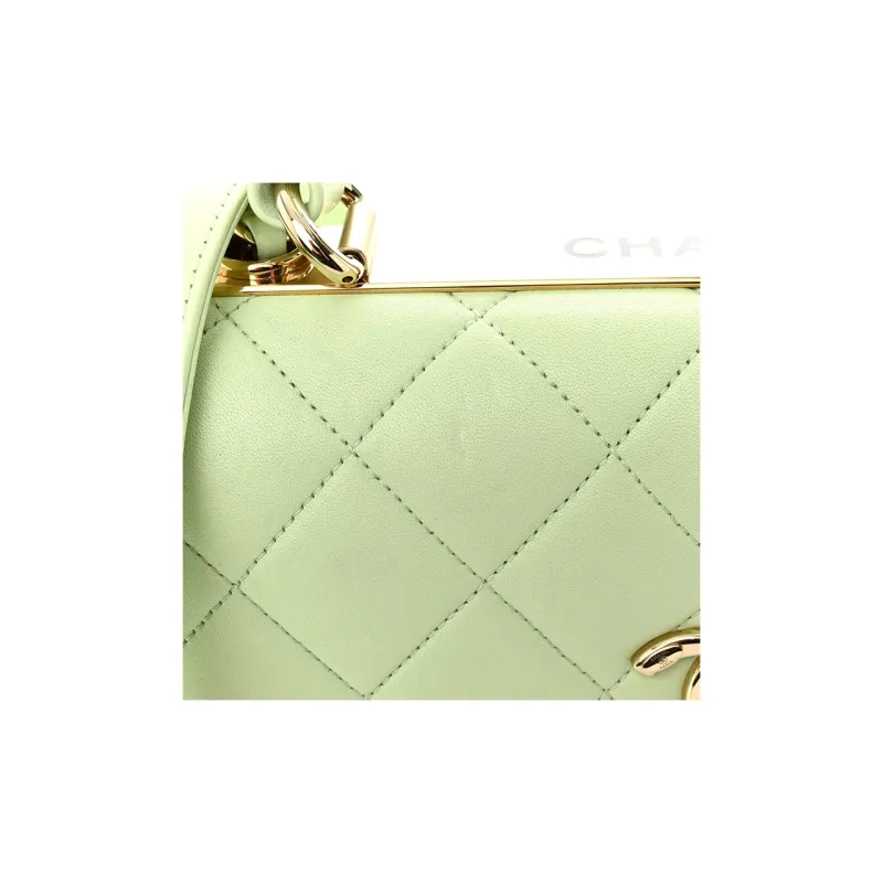 CHANEL Trendy Cc Lambskin Shoulder Bag, Crossbody Bag, Handbag Trumpets Women's Light Green-9