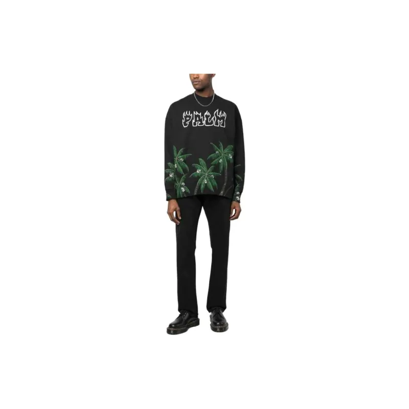 PALM ANGELS Palms & Skulls Vintage Crewneck-5