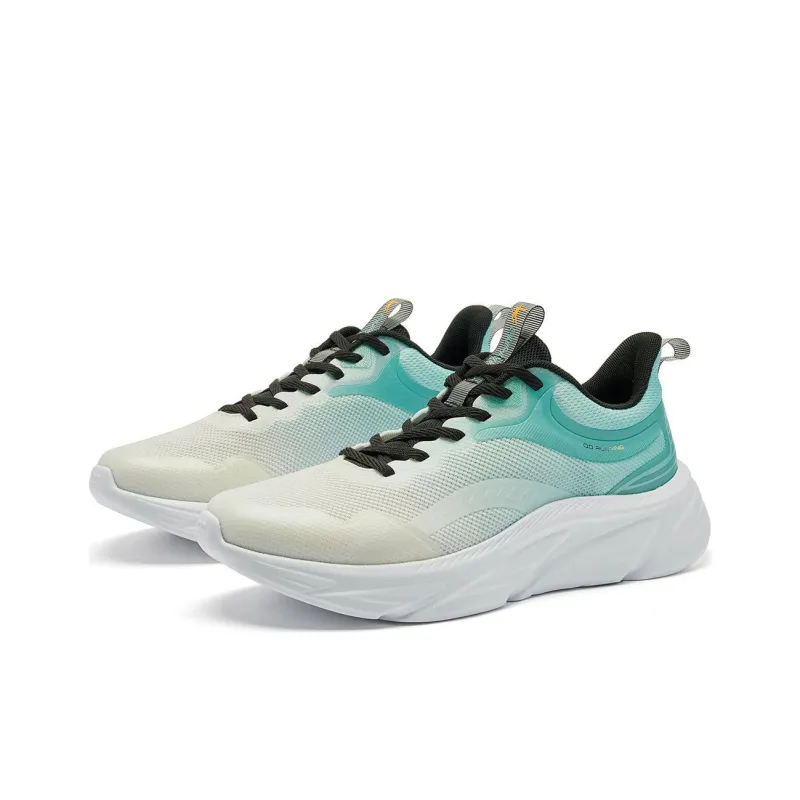 QIAODAN Anti Slip Wear Resistant Low Top Casual Running Shoes Men's White Green-2